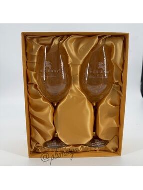 Burberry London Wine Glasses Set of Two New in Gift Box